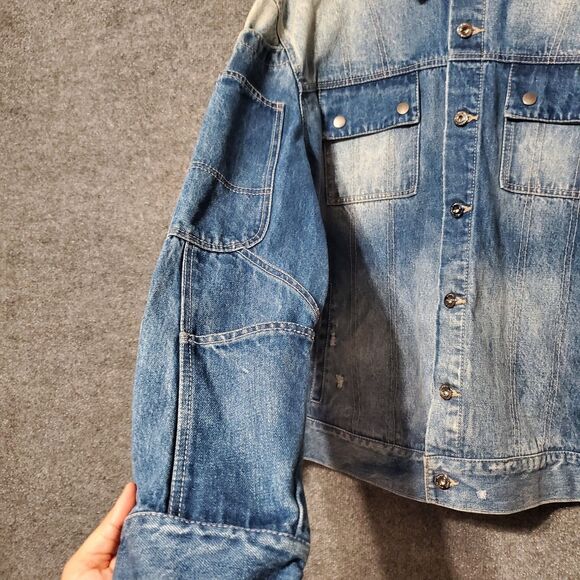 CXC Atelier Jean Jacket Mens L Blue Chore Barn Grunge Overall Style Y2K Retro - Picture 4 of 12